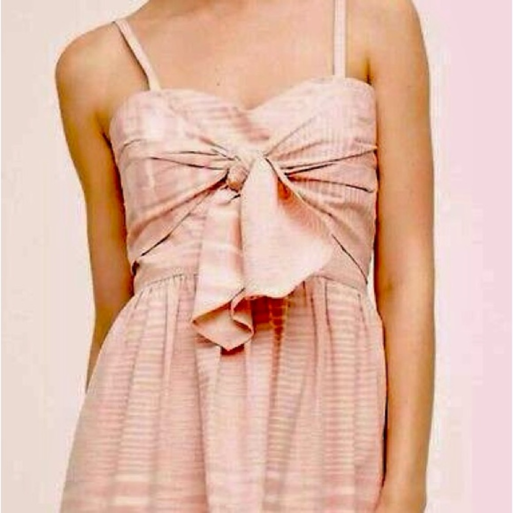 Anthropologie Knotted Ikat Maxi Dress Striped Knotted Bow petite 8